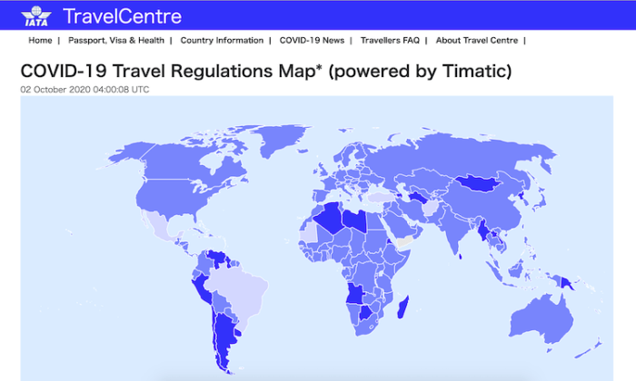 IATAのコロナ規制情報マップ